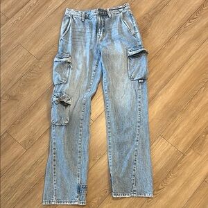Womens Blue Cargo Jeans